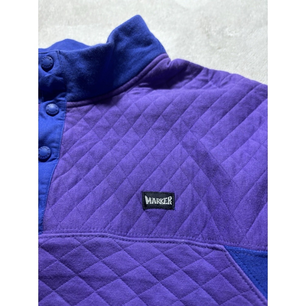 Vintage Marker Purple Quarter Button Long Sleeve Shirt Size Large - Picture 4 of 9